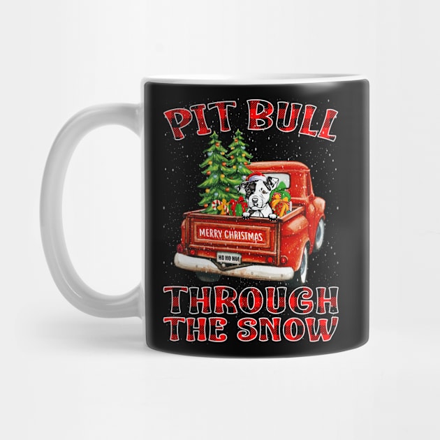 Christmas Pit Bull Through The Snow Dog Santa Truck Tree by intelus